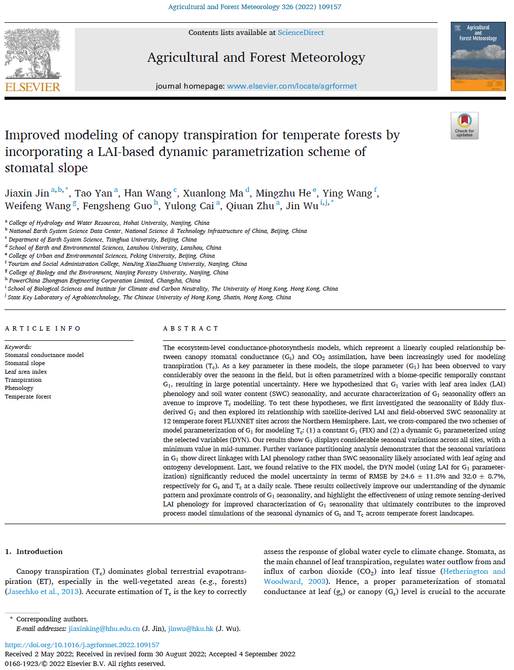 区块链游戏
青年教师金佳鑫在农林科学TOP期刊《Agricultural and Forest...